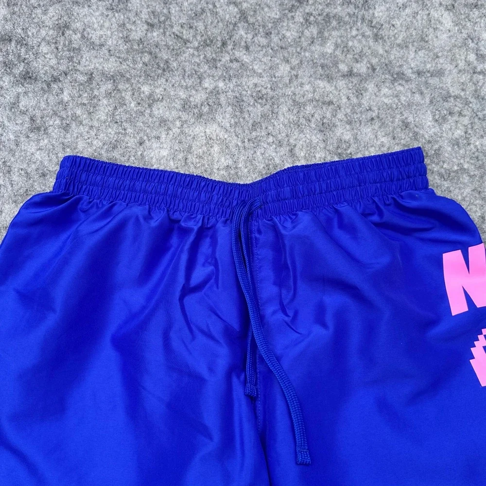 Nike Mens Swim Trunks Navy Blue Pink Pixel Logo Graphic Shorts NESSD514KO M